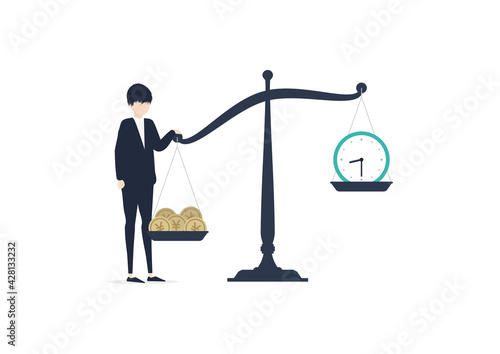 時間とお金を無駄にしないビジネスマンのイラスト素材