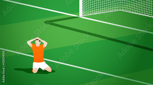 Soccer A player who regrets in front of the goal. Vector