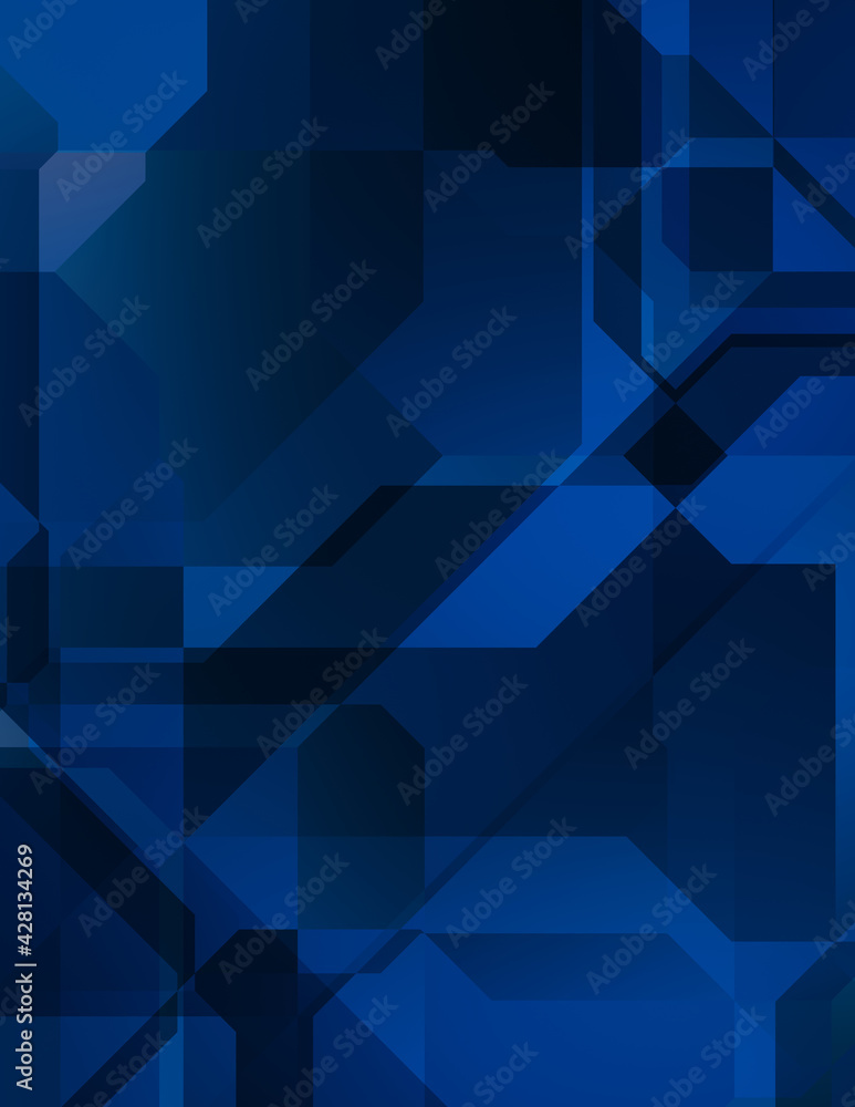 Fototapeta premium Layers of colorful and vibrant geometrical shapes. Digital illustration of a tech layout. Futuristic design template.