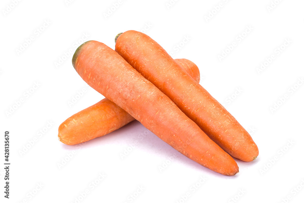 The carrot put on a white background. The carrot is a root vegetable, usually orange color, though purple, black, red, white, and yellow depend on species. The carrot put on a white background. The carrot is a root vegetable, usually orange color, though purple, black, red, white, and yellow depend on species.