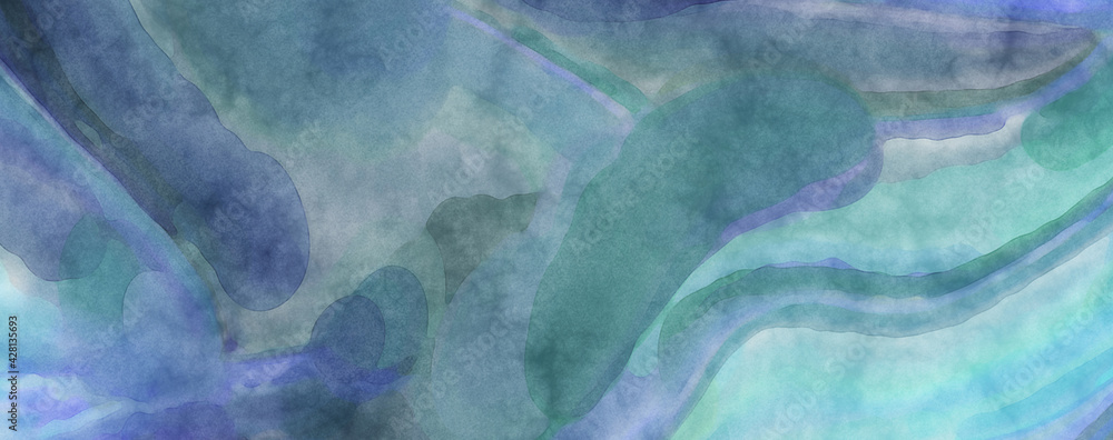 Obraz premium Watercolor abstract painting with pastel colors. Soft color painted illustration of calming composition for poster, wall art, banner, card, book cover or packaging. Modern brush strokes painting.
