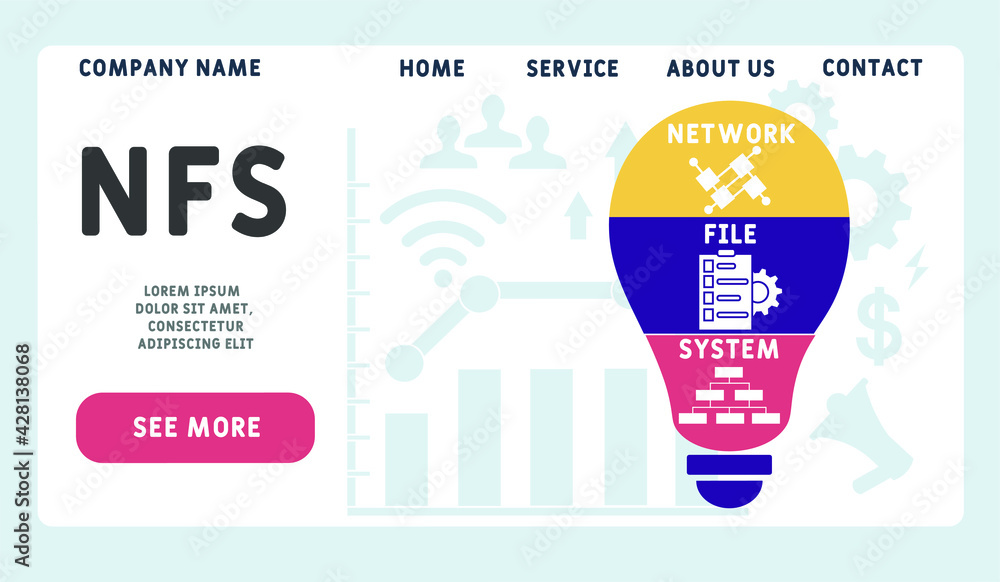 Vector website design template . NFS - Network File System acronym ...