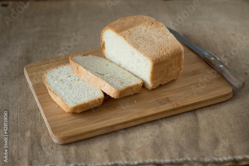 breakfast chopped fresh white baguette healthy food