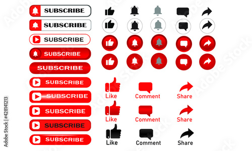 Subscribe, Like, comment icon pack for YouTube  video.