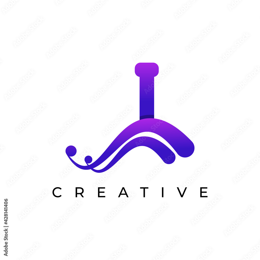 Corporation Initial I Letter Logo With Creative Swoosh Liquid Gradient Color, Vector Template Element Corporation Initial I Letter Logo With Creative Swoosh Liquid Gradient Color, Vector Template Element