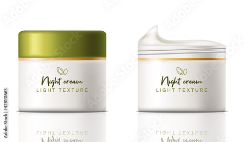 Cream cosmetics Vector realistic. Product placement mock up bottles. Packaging design label lotions 3ds