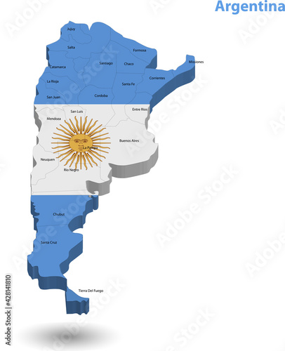 Argentina Vector Illustration Flag Map, Map of Argentina