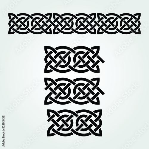 Celtic style border isolated on white background. Vector illustration