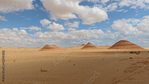 Beautiful colorful sand dunes in the desert of Fayoum in Egypt