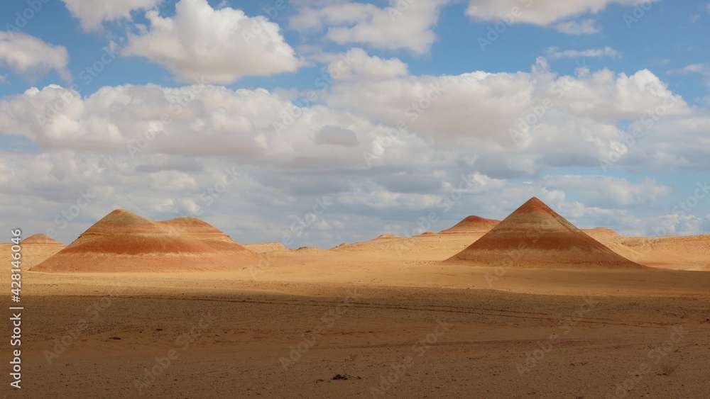 Beautiful colorful sand dunes in the desert of Fayoum in Egypt