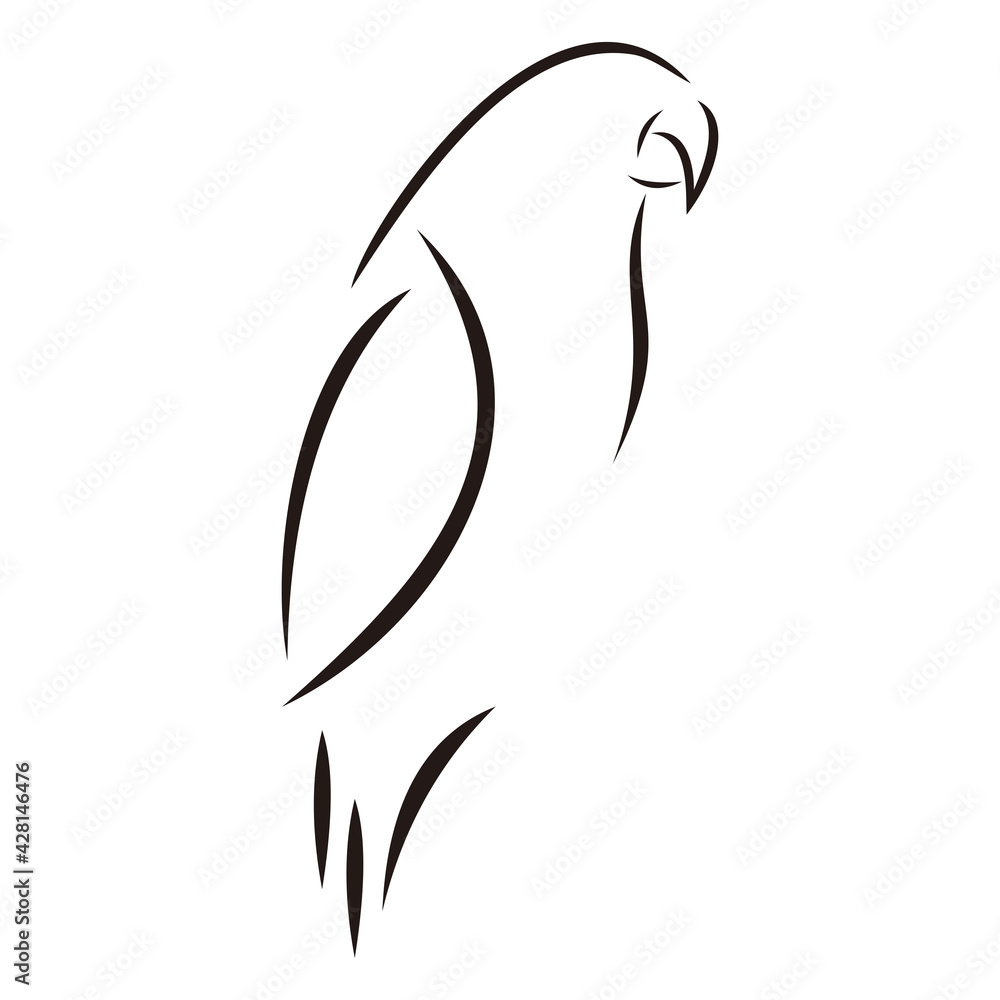 Naklejka premium Bird vector illustration. Line art.