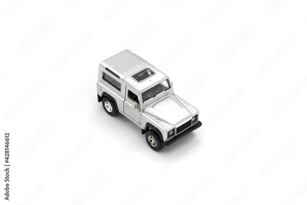 Little model car isolated on white background