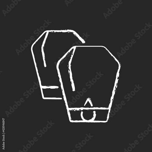 Lantern festival chalk white icon on black background. Traditional chinese new year celebration. Honouring deceased ancestors. First full moon night. Isolated vector chalkboard illustration