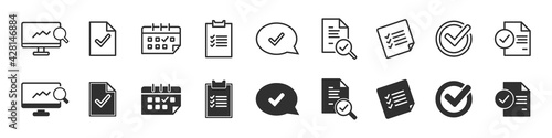 Check and audit icons collection in two different styles photo