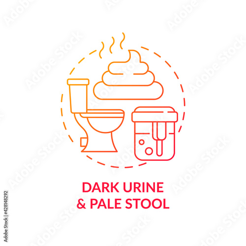 Dark urine and pale stool concept icon. Liver disease symptom idea thin line illustration. Diabetes and kidney illness. Alcoholic hepatitis. Bloody urine. Vector isolated outline RGB color drawing