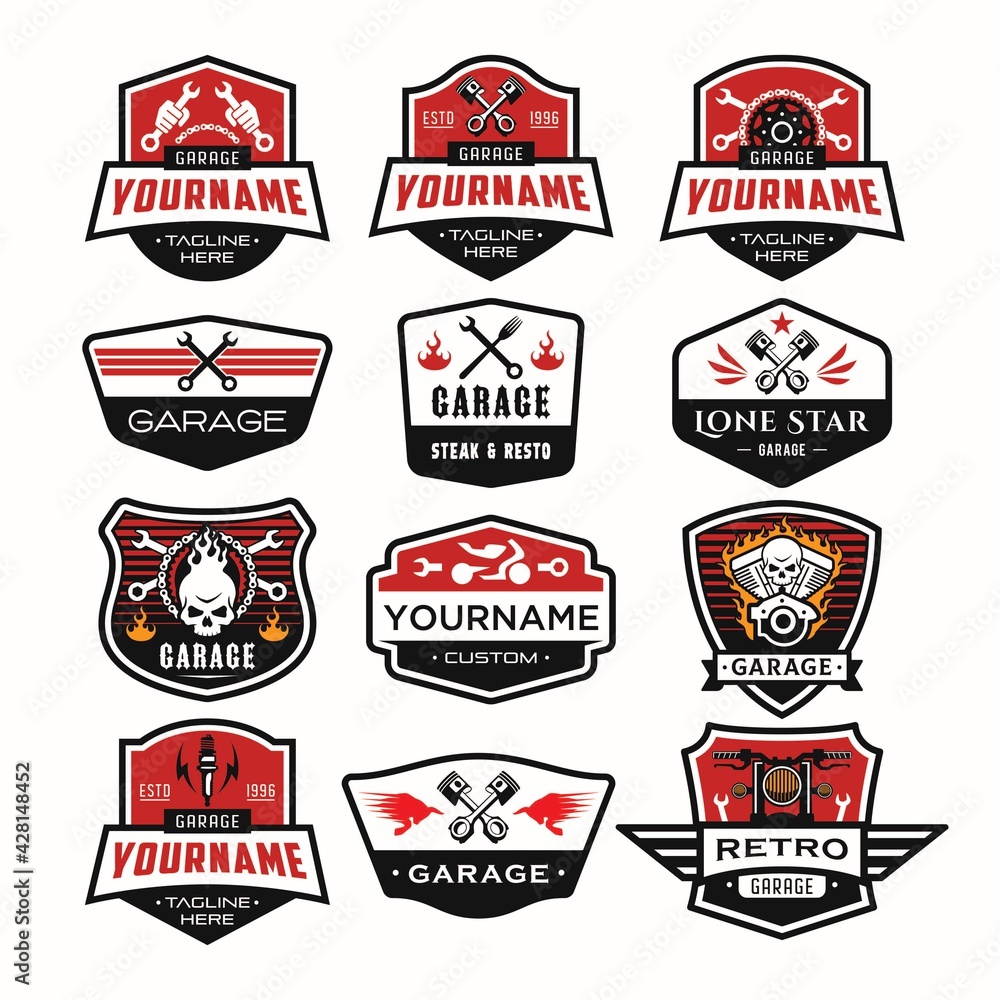 Big Collection Badge,Emblem garage logo design premium.