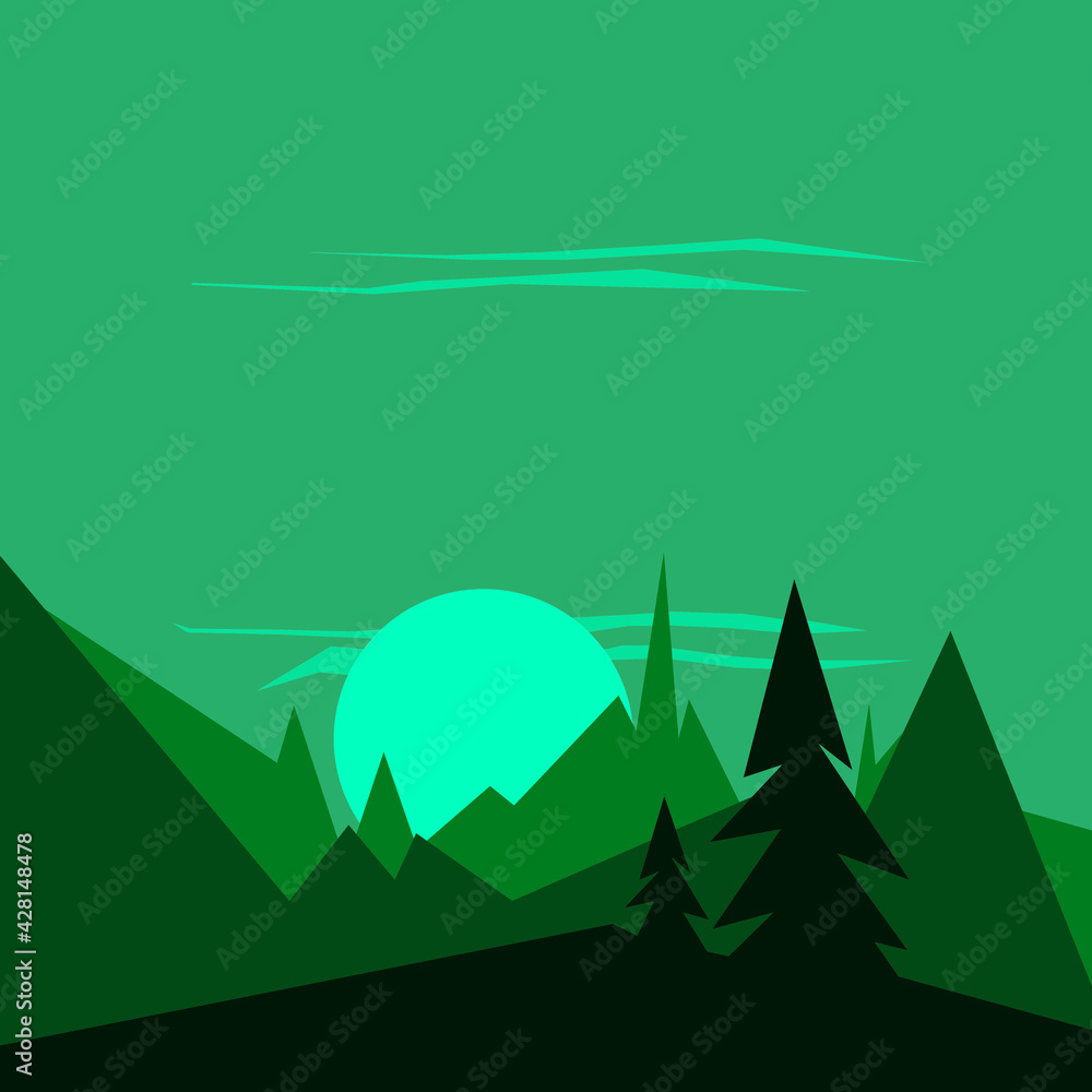 Illustration of mountains west graphic simple
