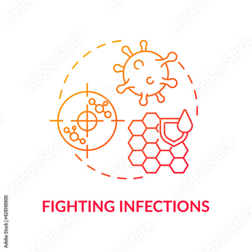 Fighting infections concept icon. Liver function idea thin line illustration. Disease-causing bacteria reducing. Parasites and viruses risk reduction. Vector isolated outline RGB color drawing