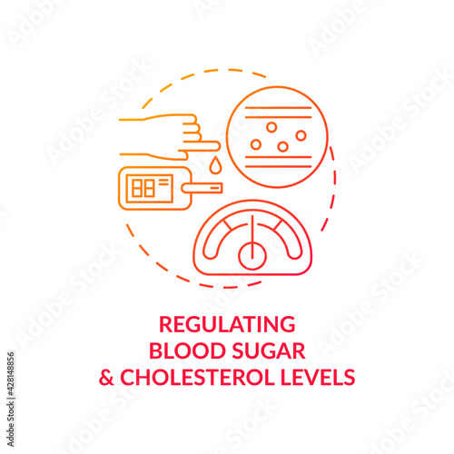 Regulating blood sugar and cholesterol levels concept icon. Liver function idea thin line illustration. Metabolic functions. Reducing fat sources from diets. Vector isolated outline RGB color drawing