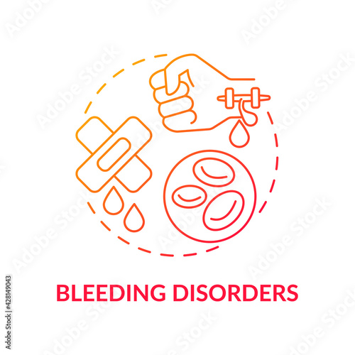 Bleeding disorders concept icon. Liver failure outcome idea thin line illustration. Hemophilia. Blood clots development. Coagulation system disorder. Vector isolated outline RGB color drawing