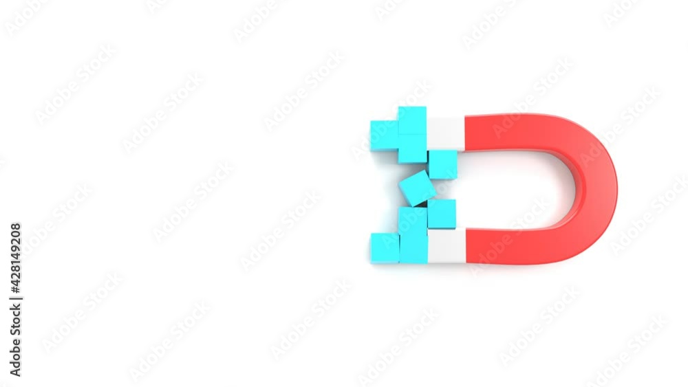 Un aimant en forme defer à cheval attire les éléments. Concept de sélection. Rendu 3D
Un aimant en forme defer à cheval attire les éléments. Concept de sélection. Rendu 3D
