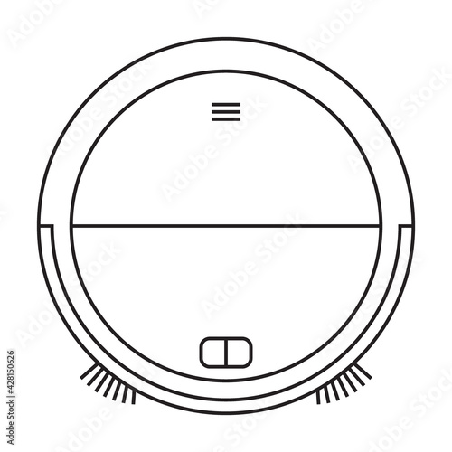 Vacuum electric vacuum cleaner without hose, cordless robot vacuum cleaner. Black and white icon. Vector Illustration