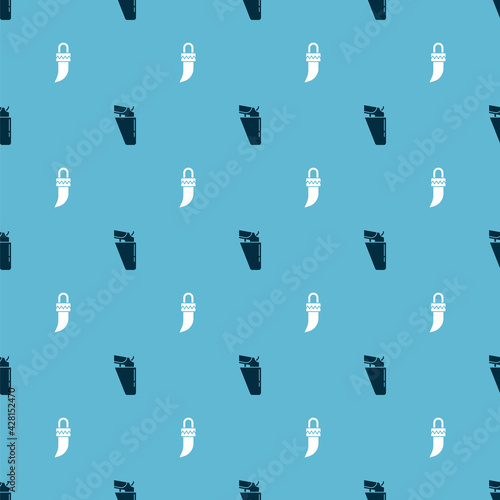 Set Revolver gun in holster and Tooth on seamless pattern. Vector
