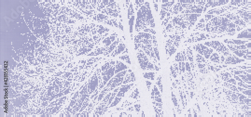 Perforated panel. Image of a tree made with dots. Abstract halftone background. Dotted pattern. Vector illustration.