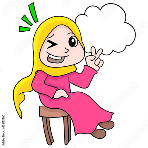 beautiful girl with a happy smiling face, doodle icon image kawaii