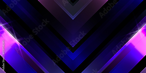 Abstract shining geometric lights background. Fractal symmetric graphic illustration. Intersecting glowing and shimmering bars.