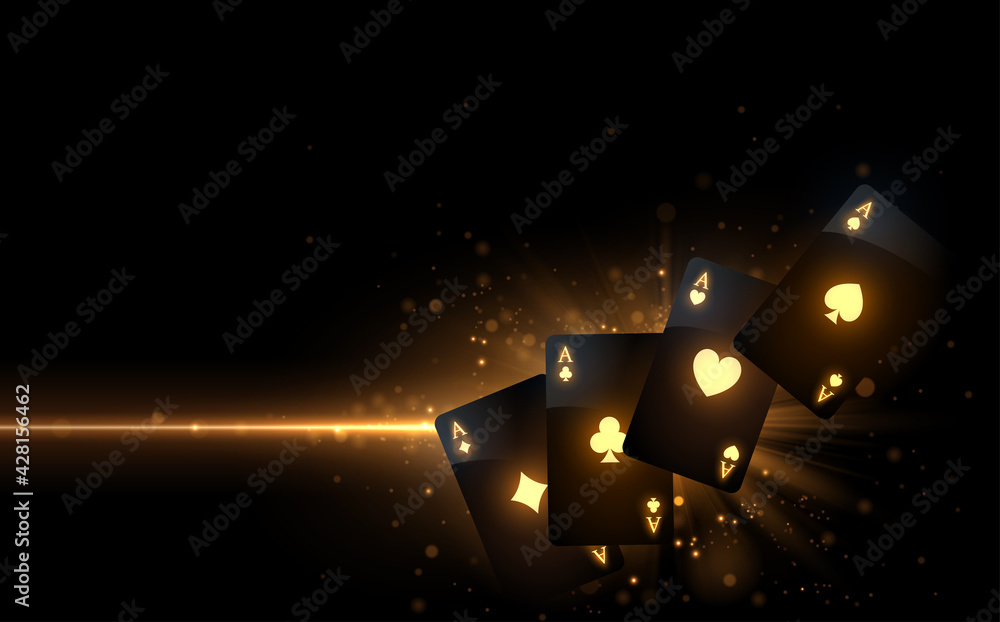 Black playing cards with gold light effect Stock Vector | Adobe Stock