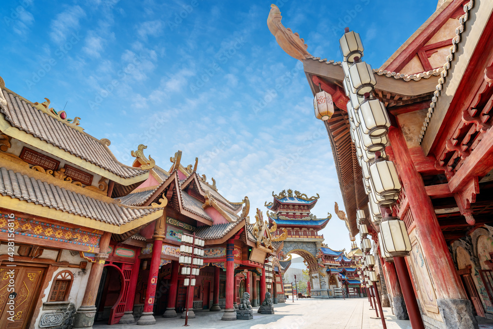 Naklejka premium Chinese-style ancient architecture, Hainan, China.