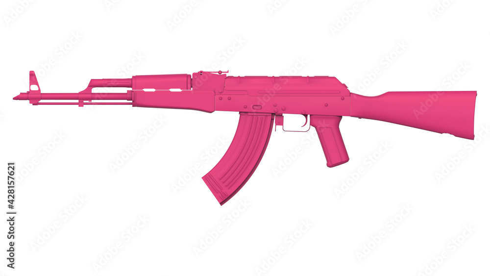 ภาพประกอบสต็อก Pink AK-47 assault rifle isolated on white background