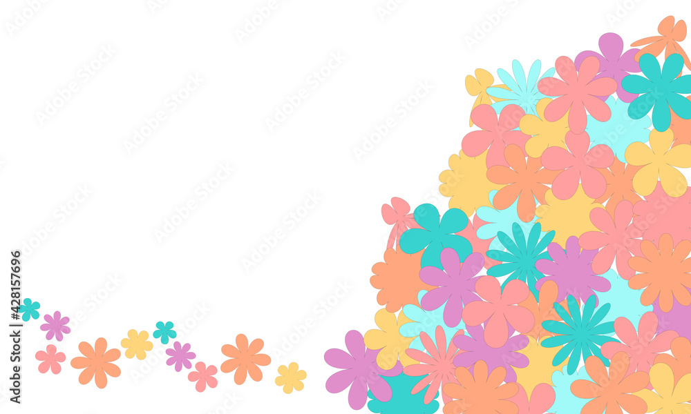 カラフルな小花を使ったイラスト｜Illustration using colorful florets