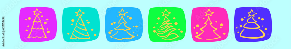 set of christmas tree cartoon icon design template with various models. vector illustration isolated on blue background set of christmas tree cartoon icon design template with various models. vector illustration isolated on blue background