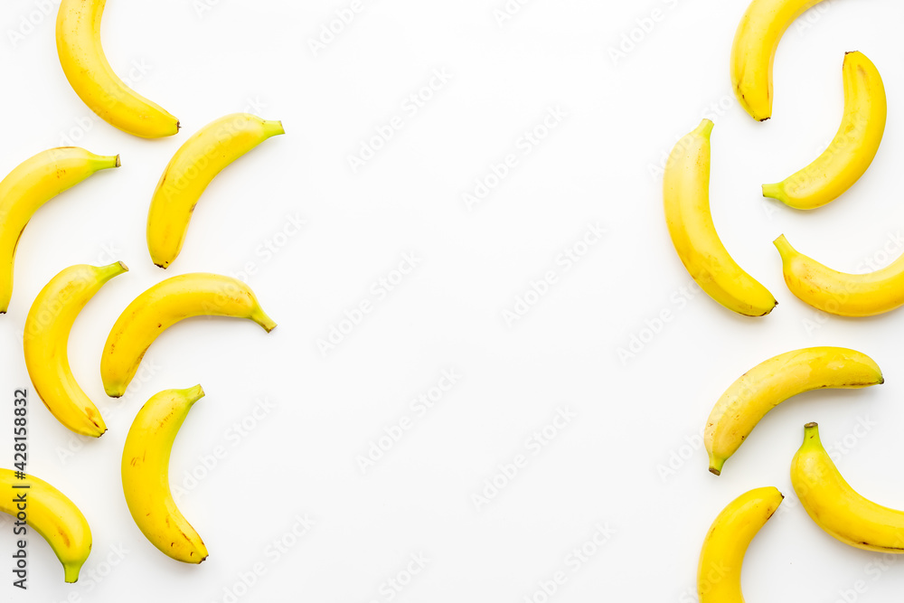 Fruit pattern with bananas. Top view. Flat lay Fruit pattern with bananas. Top view. Flat lay