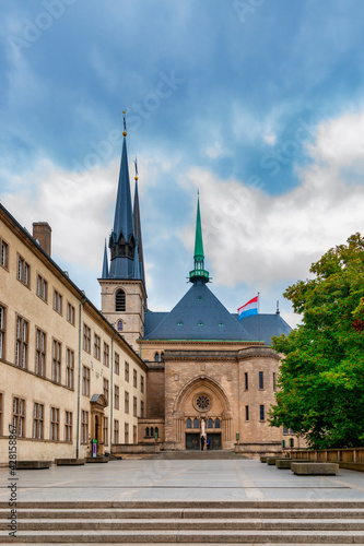 The Cathedral Notre Dame In The Old Town Of Luxembourg
