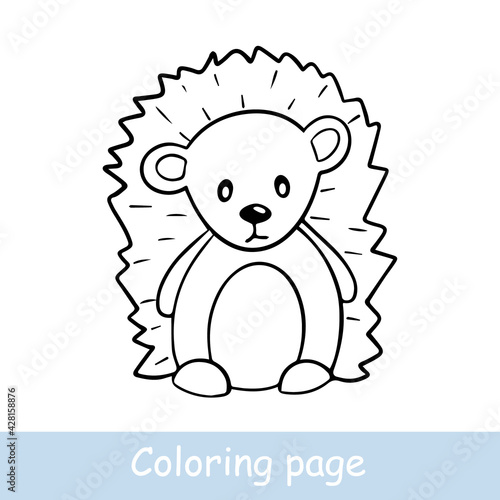 Cute cartoon hedgehog coloring page. Learn to draw animals. Vector line art  hand drawing. Coloring book for children. Print for a t-shirt  label or sticker