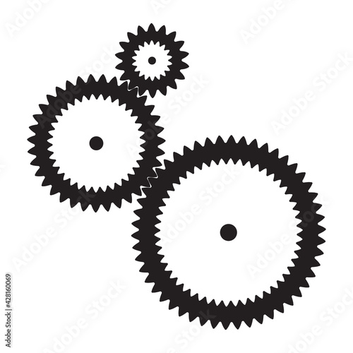 Set black gearwheels on a white background. Vector illustration