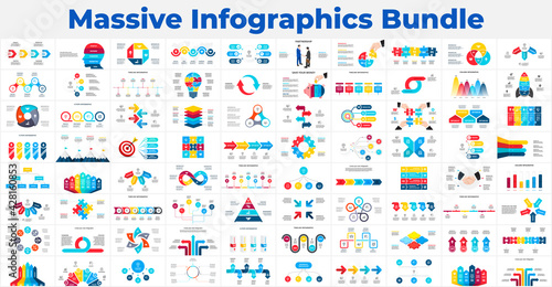 Massive Infographics Template Bundle. Various elements for your presentation