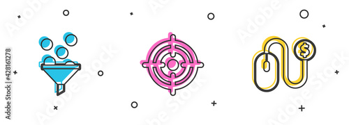 Set Lead management, Target and Advertising icon. Vector