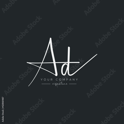 AD initials signature logo. Handwriting logo vector templates and signature concept
