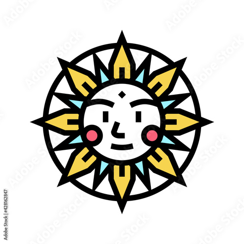 sun occult symbol color icon vector. sun occult symbol sign. isolated symbol illustration