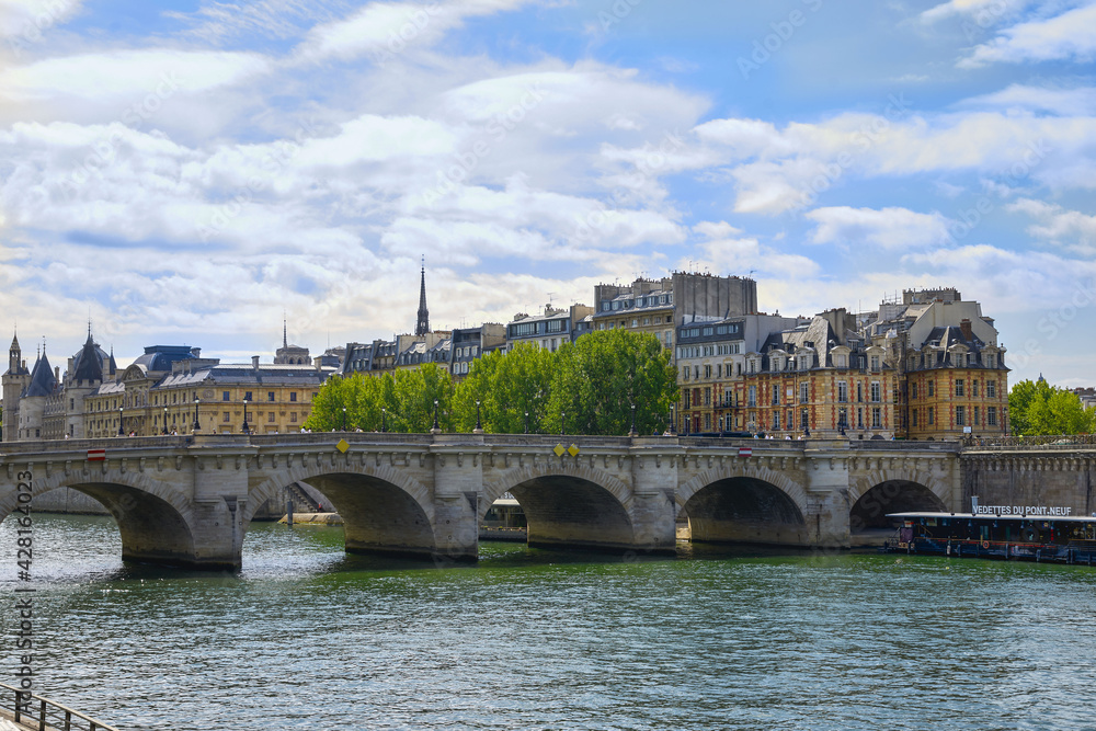 View Of District Saint Louis, Seine And Tournelle Bridge, Paris, France