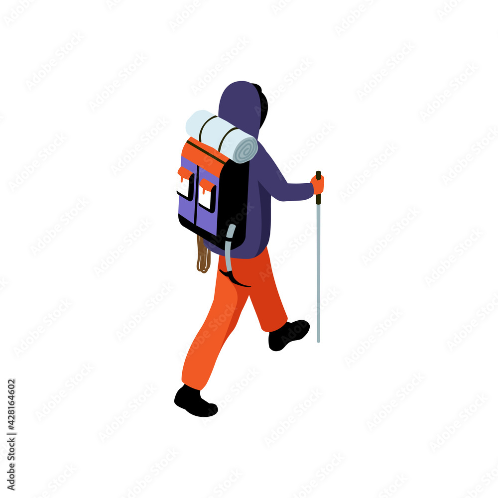 Fototapeta premium Hiker Isometric Icon