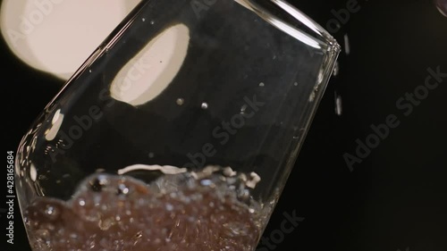 Closeup Wine Poured in Glass