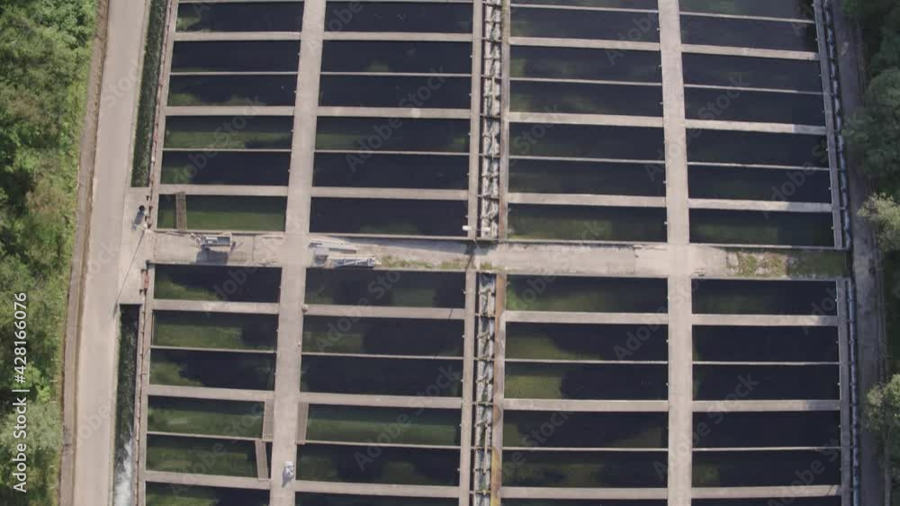 Aerial view on commercial fish farm Aerial view on commercial fish farm