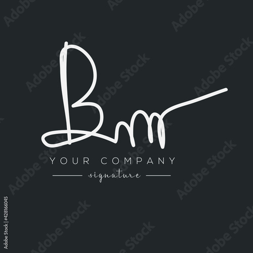 BM initials signature logo. Handwriting logo vector templates and signature concept photo