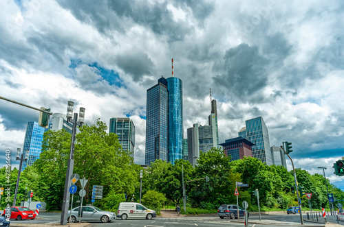 Main Tower And Banking District, Frankfurt Am Main, Hessen, Germany © Stockfotos