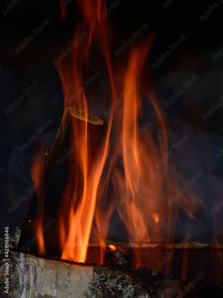 flames on a dark background close-up flames on a dark background close-up